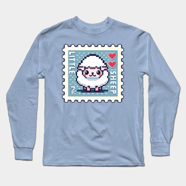 "Little Lamb" | Postage stamp | Pixel Art Long Sleeve T-Shirt by LettyDreams